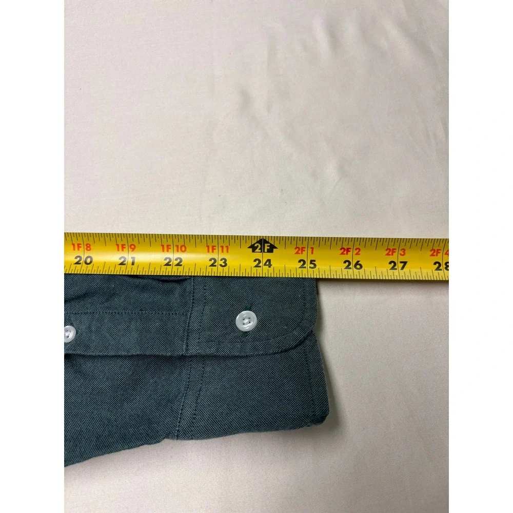 J.Crew Mens Slim Fit Oxford Shirt Green Long Sleeve Cotton B9292 Size Medium